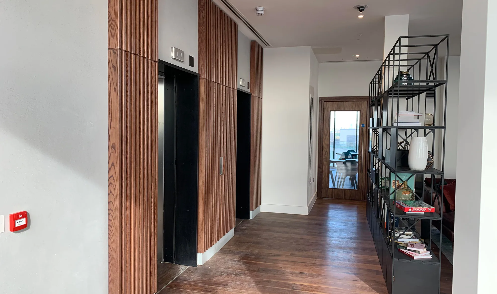 Timber-panelled corridor